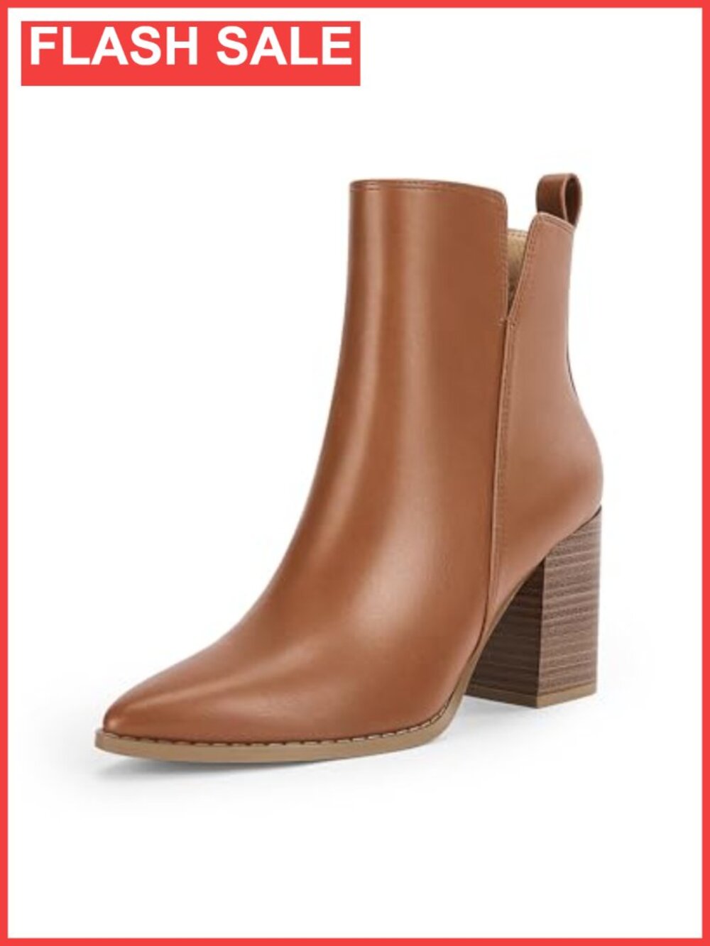 Faux Leather Pointed Toe Ankle Booties Chunky Block Heel Side Zip